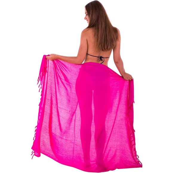 Sarong Wraps For Women Beach Cover Up Skirt Swimsuit Wrap Pareo Coverups Pink - Picture 8 of 8